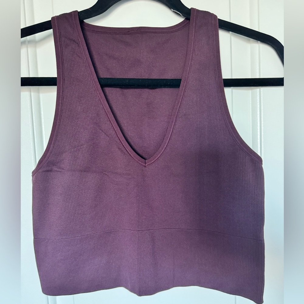 Athleta Aurora Spiced Cabernet Seamless Crop Ribbed tank